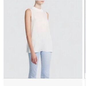 Theory Rib neck silk shell combo in white